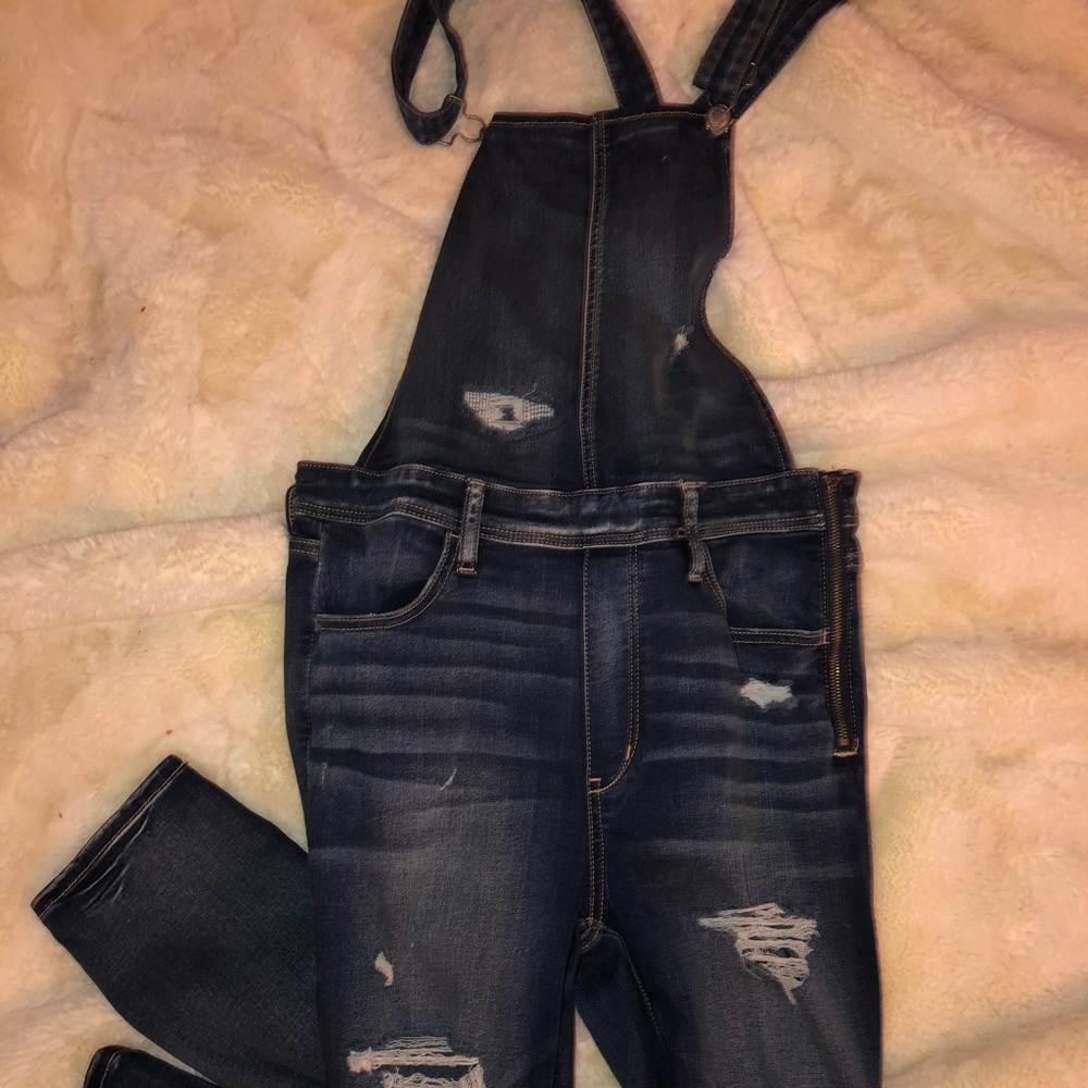 Distressed overalls
